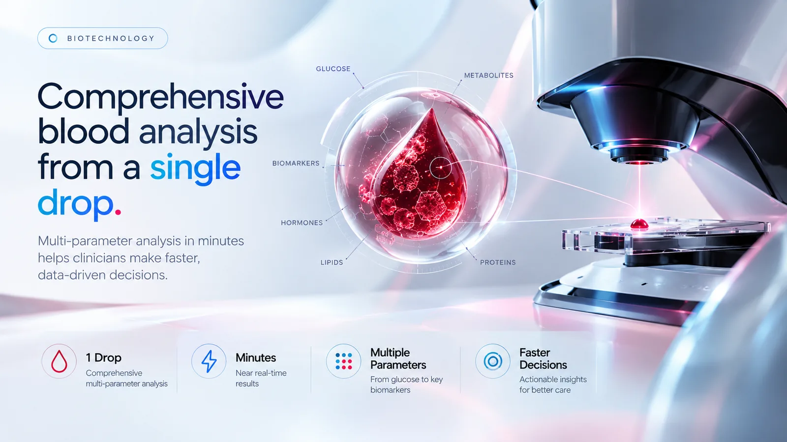 Biotech pitch deck slide about blood analysis technology